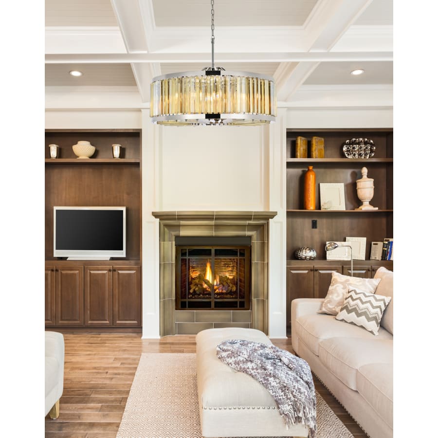 Elegant Lighting Chelsea 10 Light 36" Wide Crystal Drum Chandelier with Golden Teak Royal Cut Crystals
