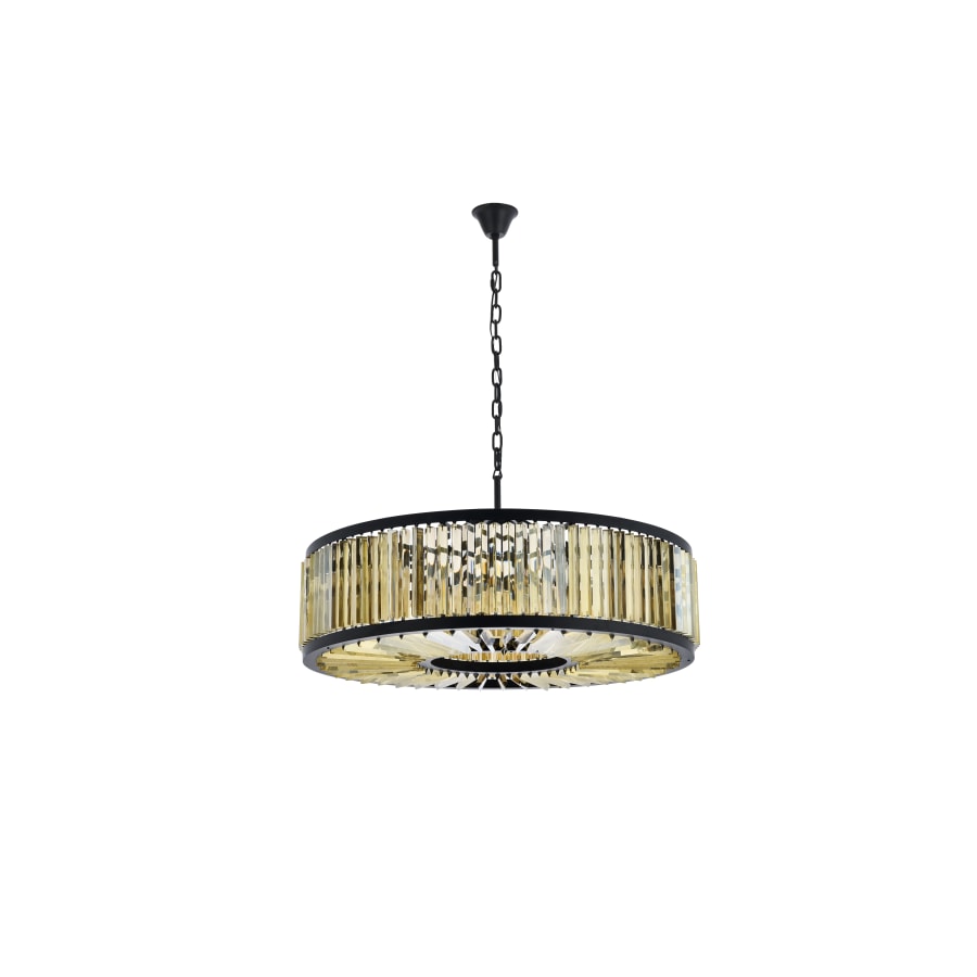 Elegant Lighting Chelsea 10 Light 44" Wide Crystal Drum Chandelier with Golden Teak Royal Cut Crystals
