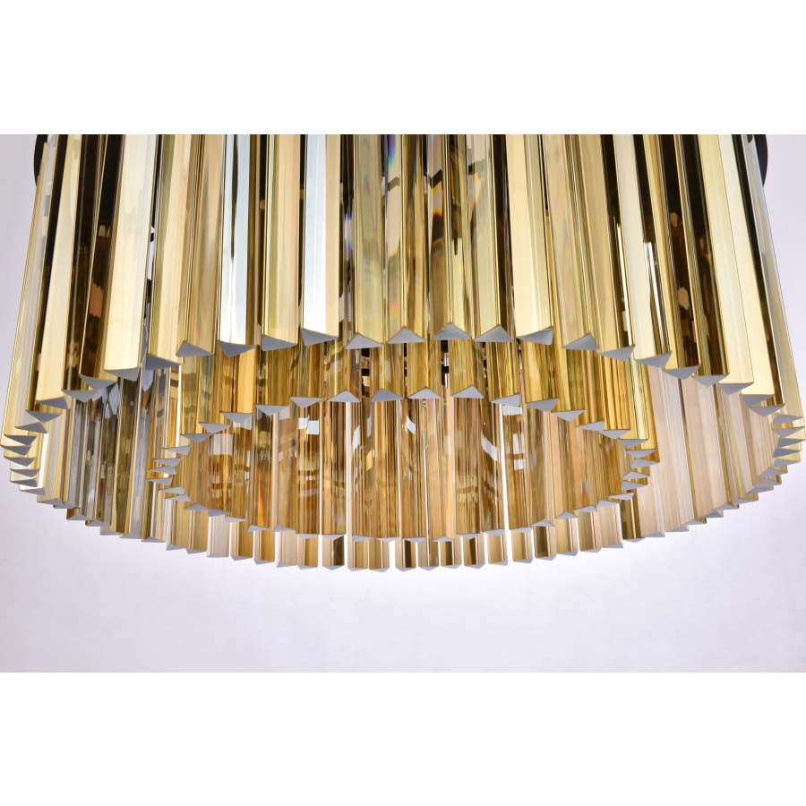 Elegant Lighting Sydney 8 Light 32" Wide Crystal Drum Chandelier with Golden Teak Royal Cut Crystals