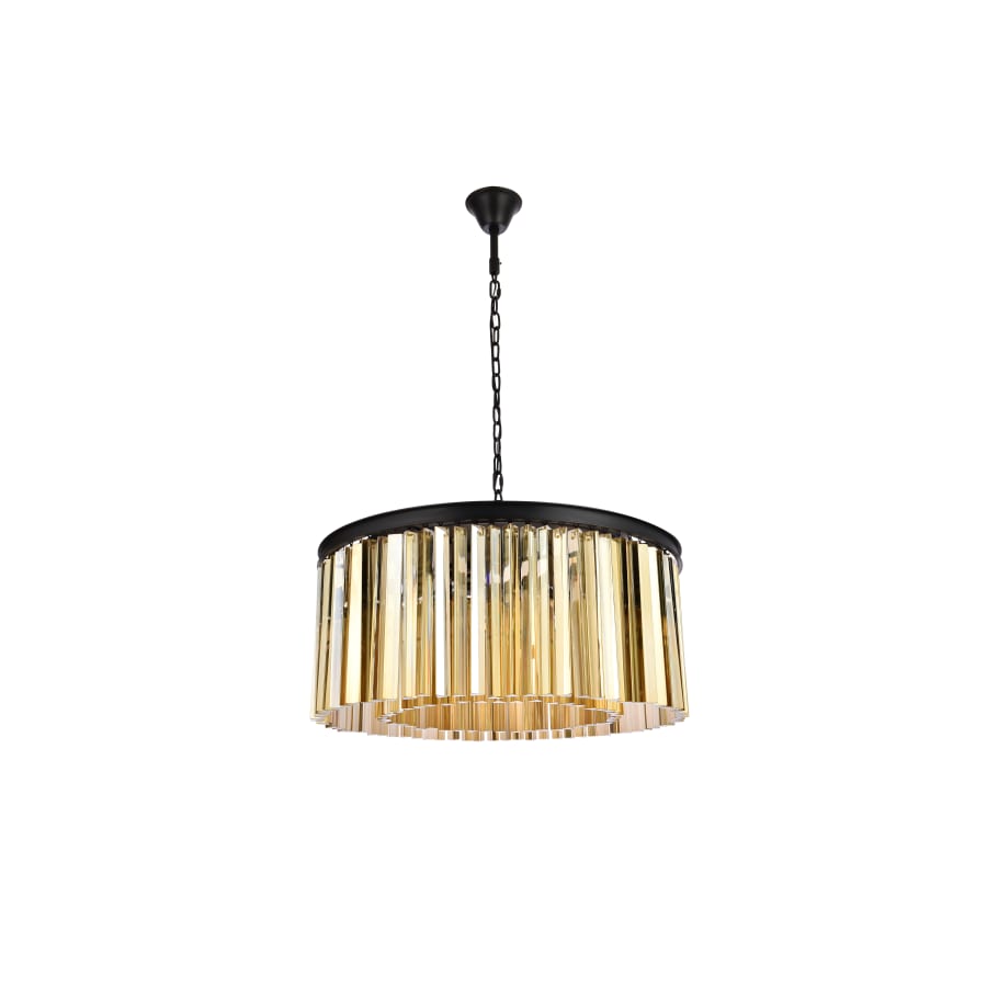 Elegant Lighting Sydney 8 Light 32" Wide Crystal Drum Chandelier with Golden Teak Royal Cut Crystals