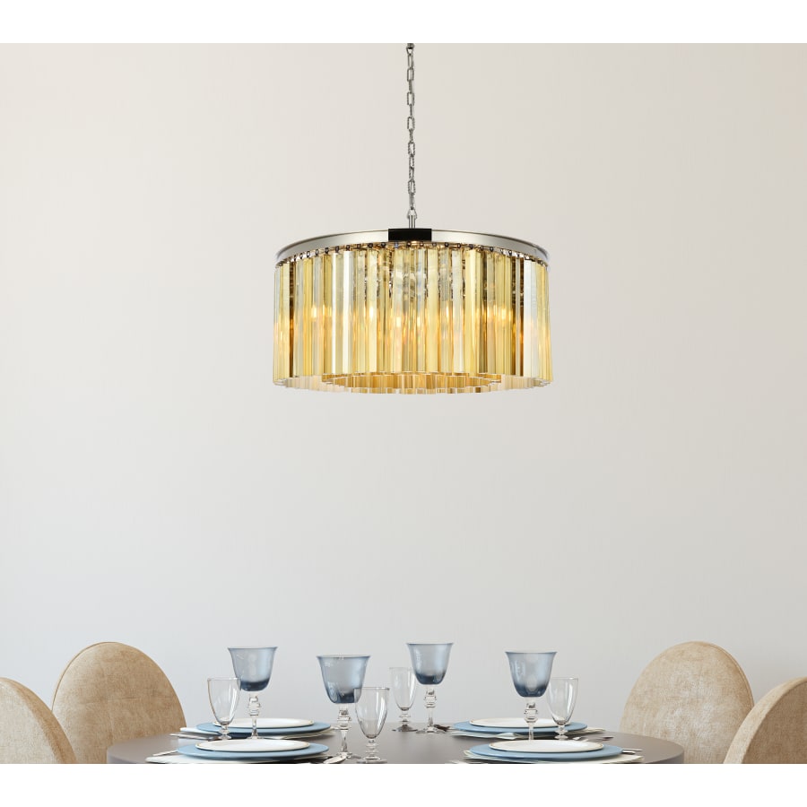 Elegant Lighting Sydney 8 Light 32" Wide Crystal Drum Chandelier with Golden Teak Royal Cut Crystals