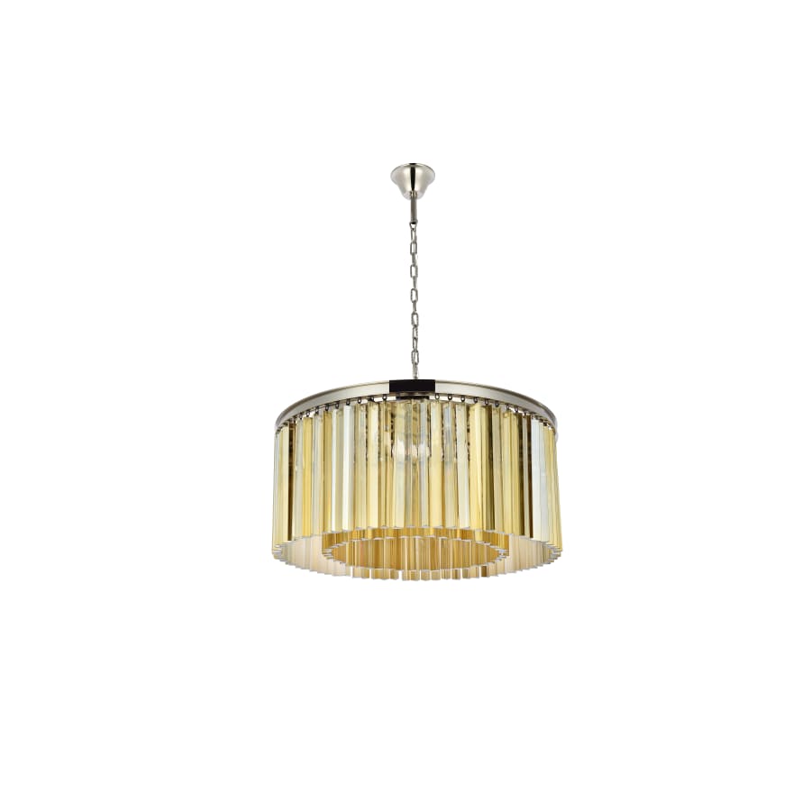 Elegant Lighting Sydney 8 Light 32" Wide Crystal Drum Chandelier with Golden Teak Royal Cut Crystals