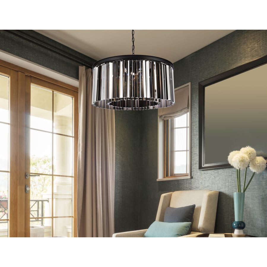 Elegant Lighting Sydney 8 Light 32" Wide Crystal Drum Chandelier with Silver Shade Royal Cut Crystals