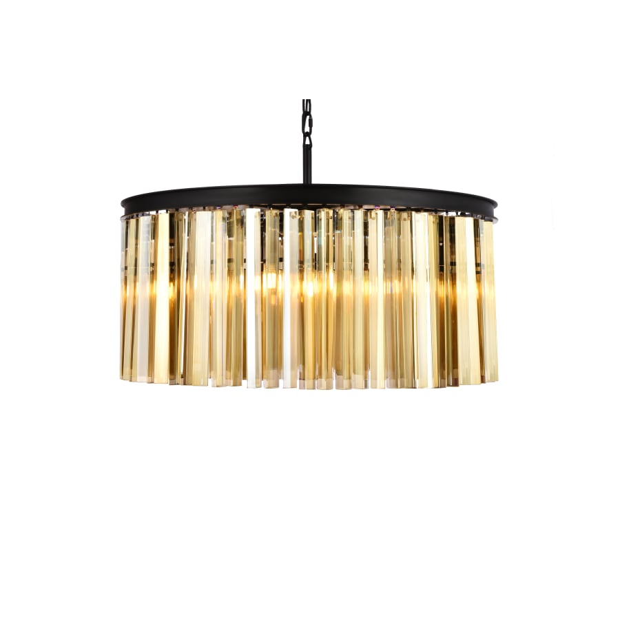 Elegant Lighting Sydney 8 Light 32" Wide Crystal Drum Chandelier with Golden Teak Royal Cut Crystals