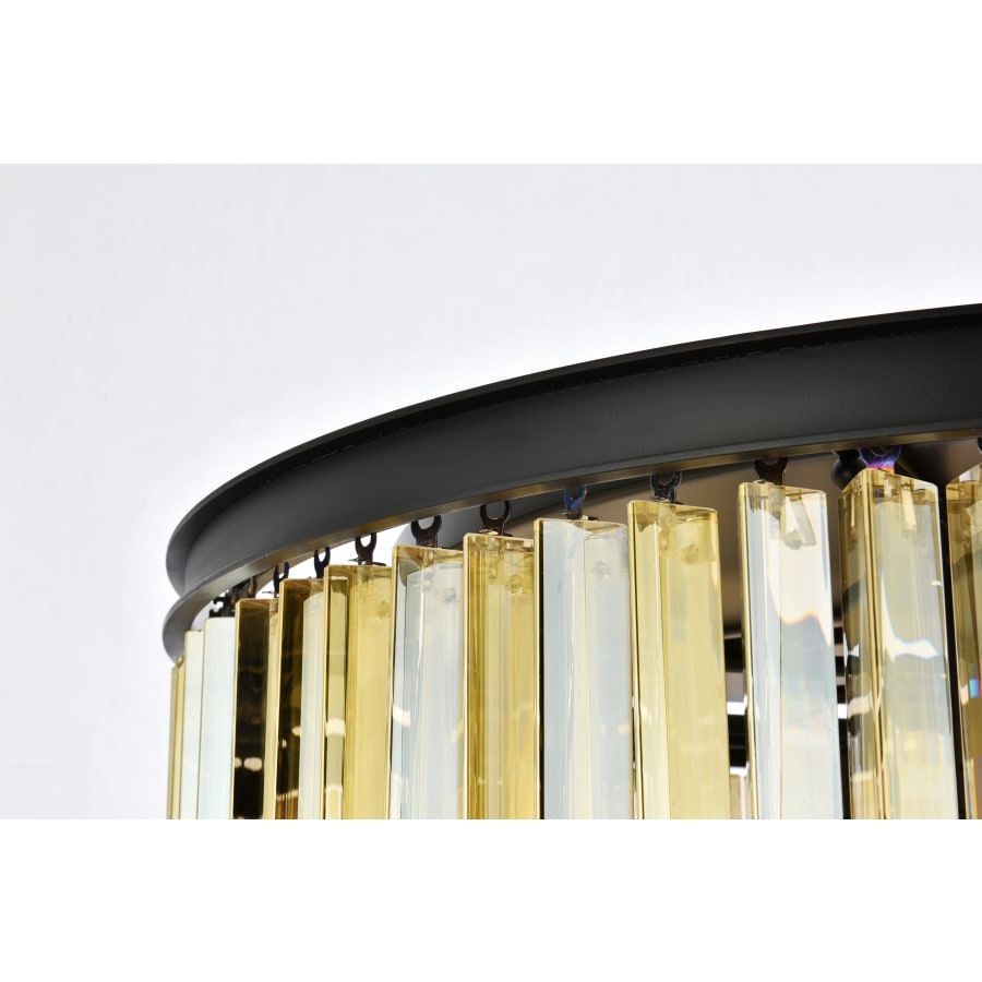 Elegant Lighting Sydney 8 Light 32" Wide Flush Mount Drum Ceiling Fixture with Golden Teak Royal Cut Crystals