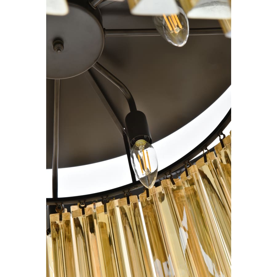 Elegant Lighting Sydney 8 Light 32" Wide Flush Mount Drum Ceiling Fixture with Golden Teak Royal Cut Crystals
