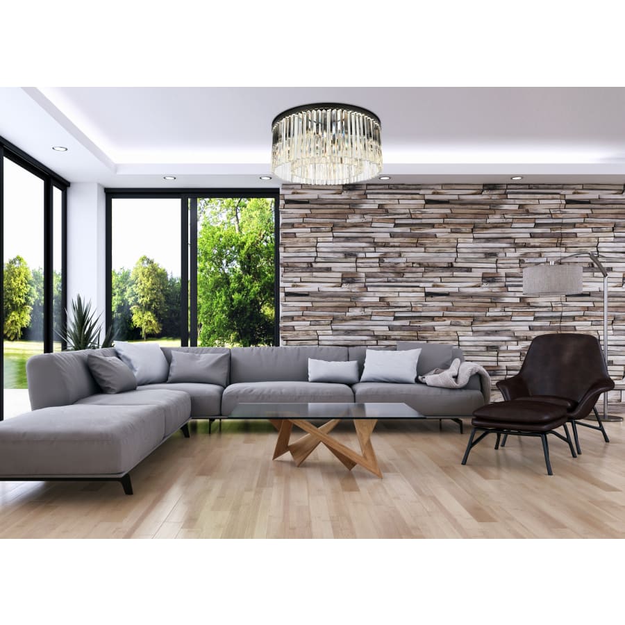 Elegant Lighting Sydney 8 Light 32" Wide Flush Mount Drum Ceiling Fixture with Clear Royal Cut Crystals