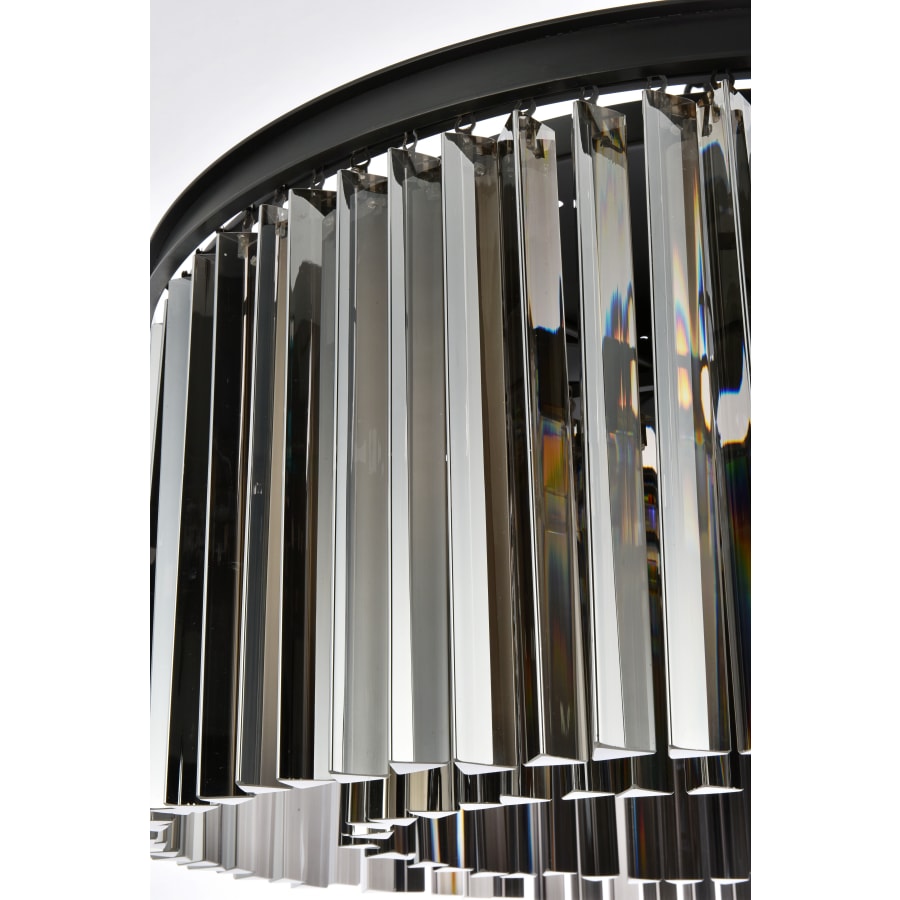 Elegant Lighting Sydney 8 Light 32" Wide Flush Mount Drum Ceiling Fixture with Silver Shade Royal Cut Crystals