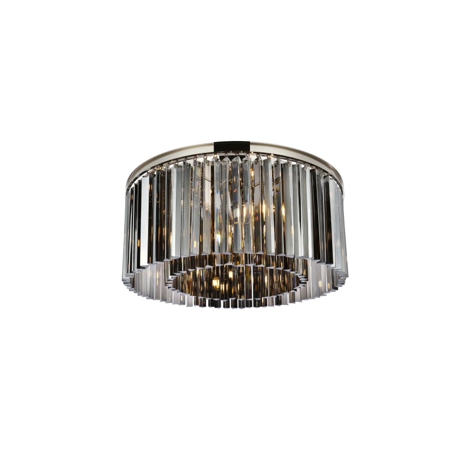 Elegant Lighting Sydney 8 Light 32" Wide Flush Mount Drum Ceiling Fixture with Silver Shade Royal Cut Crystals