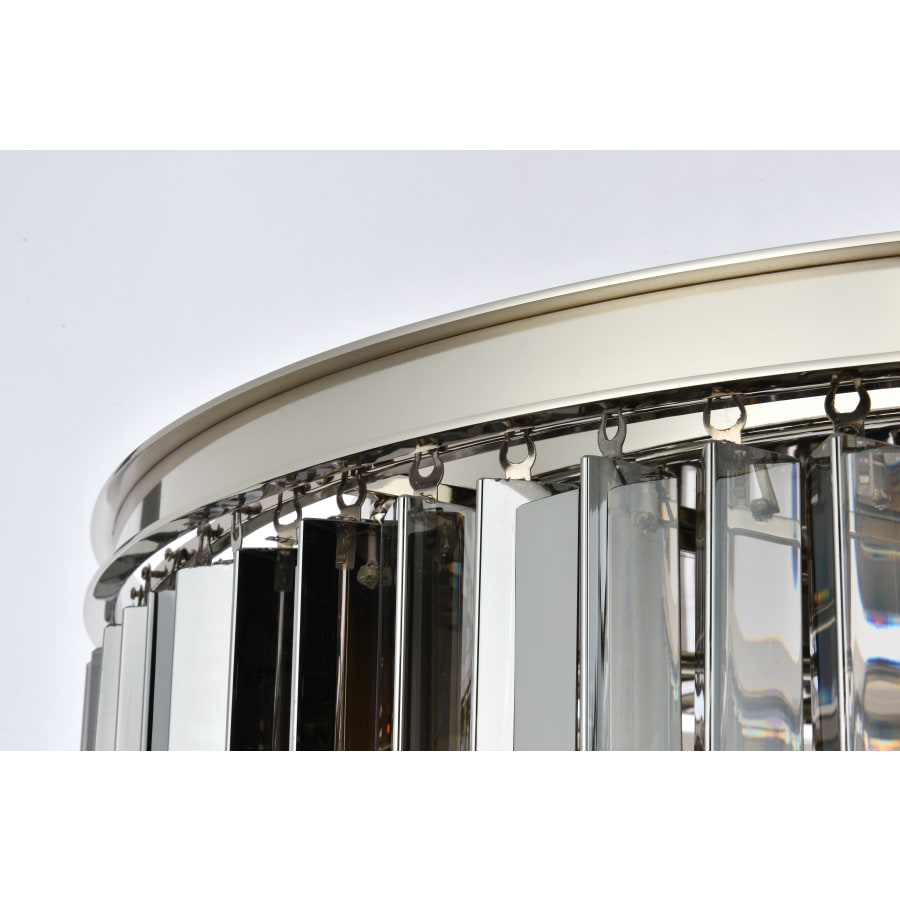 Elegant Lighting Sydney 8 Light 32" Wide Flush Mount Drum Ceiling Fixture with Silver Shade Royal Cut Crystals