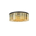 Elegant Lighting Sydney 10 Light 44" Wide Flush Mount Drum Ceiling Fixture with Golden Teak Royal Cut Crystals