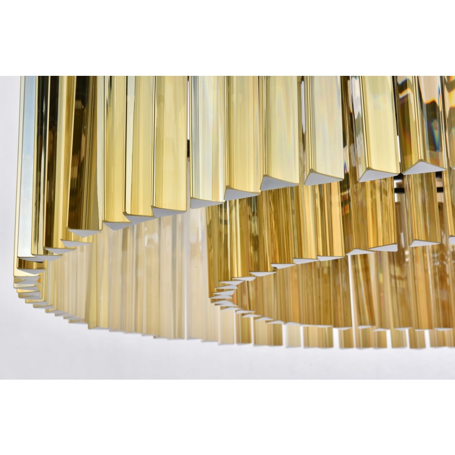 Elegant Lighting Sydney 10 Light 44" Wide Crystal Drum Chandelier with Golden Teak Royal Cut Crystals