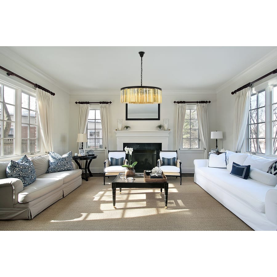 Elegant Lighting Sydney 10 Light 44" Wide Crystal Drum Chandelier with Golden Teak Royal Cut Crystals
