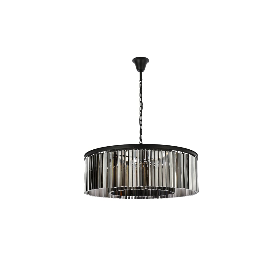 Elegant Lighting Sydney 10 Light 44" Wide Crystal Drum Chandelier with Silver Shade Royal Cut Crystals