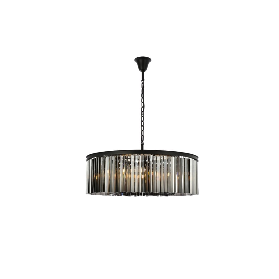 Elegant Lighting Sydney 10 Light 44" Wide Crystal Drum Chandelier with Silver Shade Royal Cut Crystals