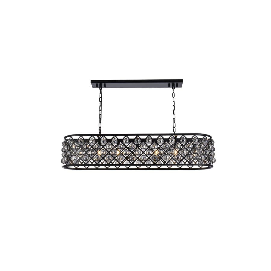 Elegant Lighting Madison 7 Light 50" Wide Crystal Linear Chandelier with Silver Shade Royal Cut Crystals