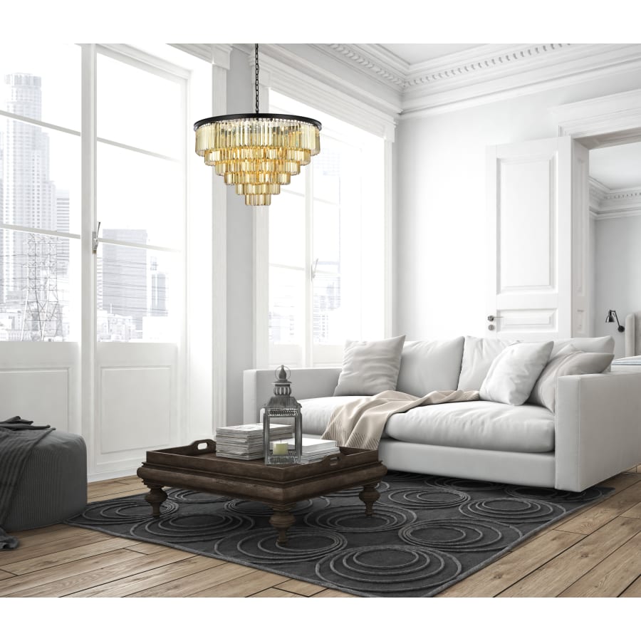 Elegant Lighting Sydney 33 Light 44" Wide Crystal Chandelier with Golden Teak Royal Cut Crystals