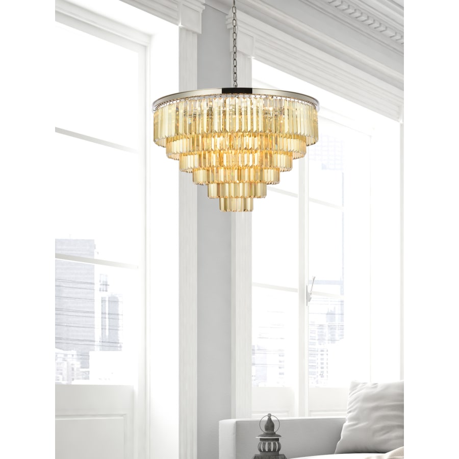 Elegant Lighting Sydney 33 Light 44" Wide Crystal Chandelier with Golden Teak Royal Cut Crystals