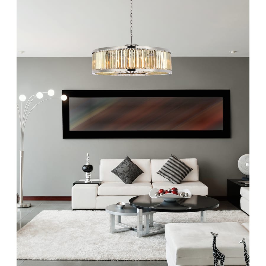 Elegant Lighting Chelsea 10 Light 44" Wide Crystal Drum Chandelier with Golden Teak Royal Cut Crystals