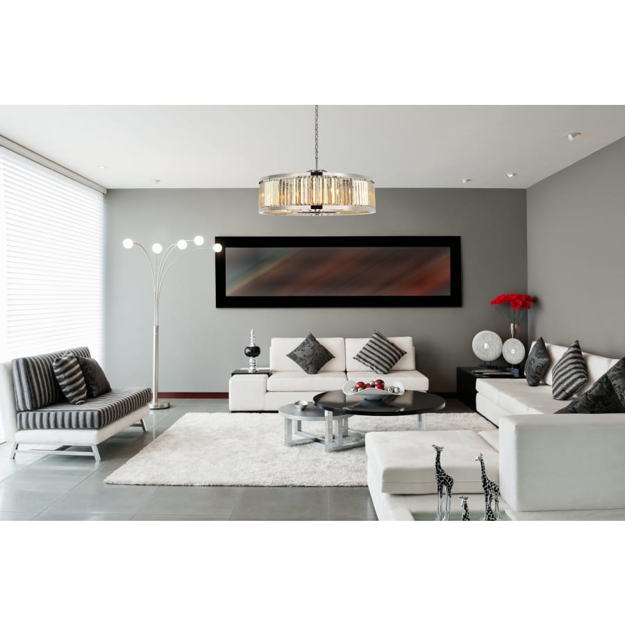 Elegant Lighting Chelsea 10 Light 44" Wide Crystal Drum Chandelier with Golden Teak Royal Cut Crystals