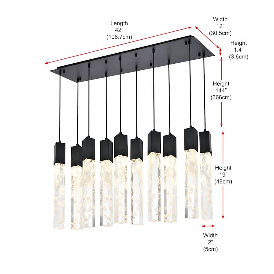 Elegant Lighting Aurora 42" Wide Crystal Linear Pendant