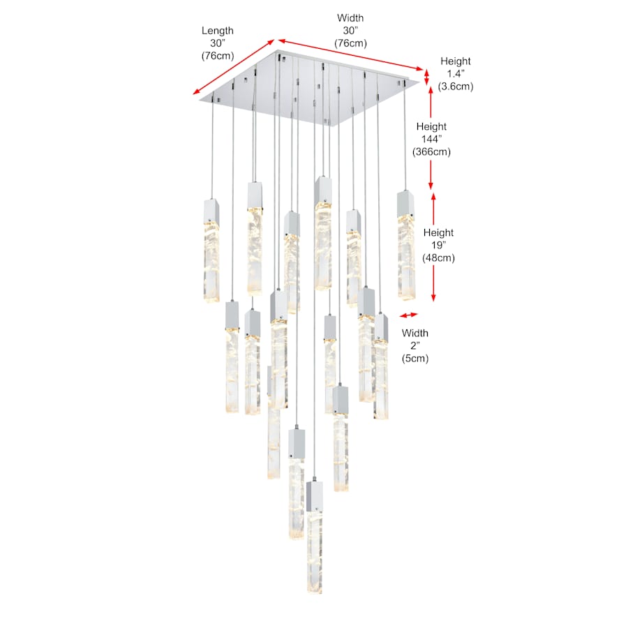 Elegant Lighting Aurora 30" Wide Crystal Multi Light Pendant