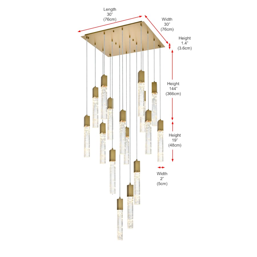Elegant Lighting Aurora 30" Wide Crystal Multi Light Pendant