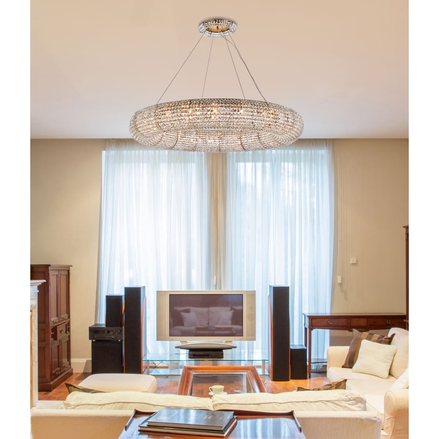 Elegant Lighting Paris 20 Light 52" Wide Crystal Ring Chandelier with Clear Royal Cut Crystals