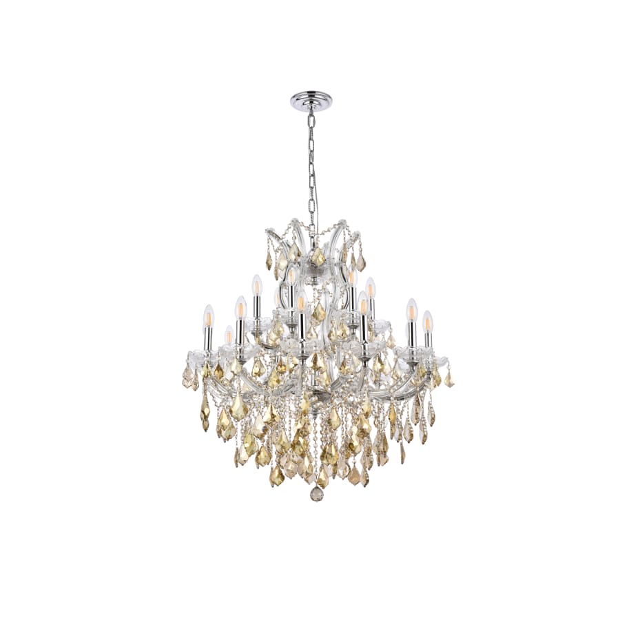 Elegant Lighting Maria Theresa 19 Light 30" Wide Crystal Chandelier with Golden Teak Royal Cut Crystals