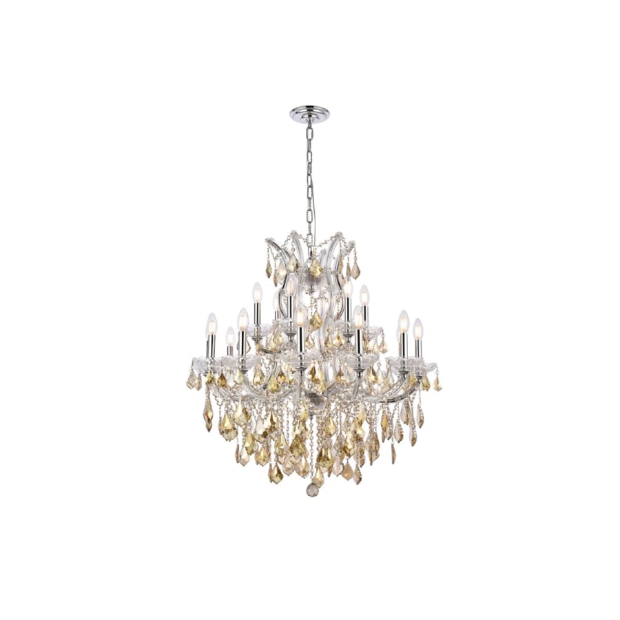 Elegant Lighting Maria Theresa 19 Light 30" Wide Crystal Chandelier with Golden Teak Royal Cut Crystals