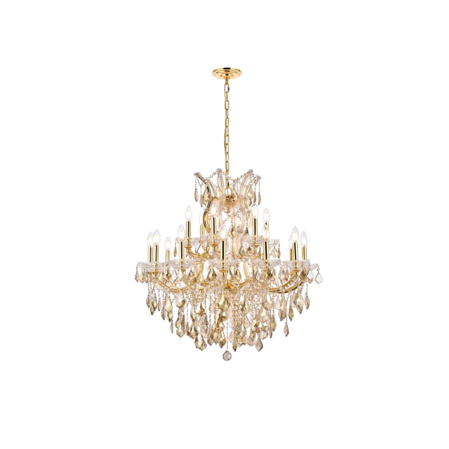 Elegant Lighting Maria Theresa 19 Light 30" Wide Crystal Chandelier with Golden Teak Royal Cut Crystals