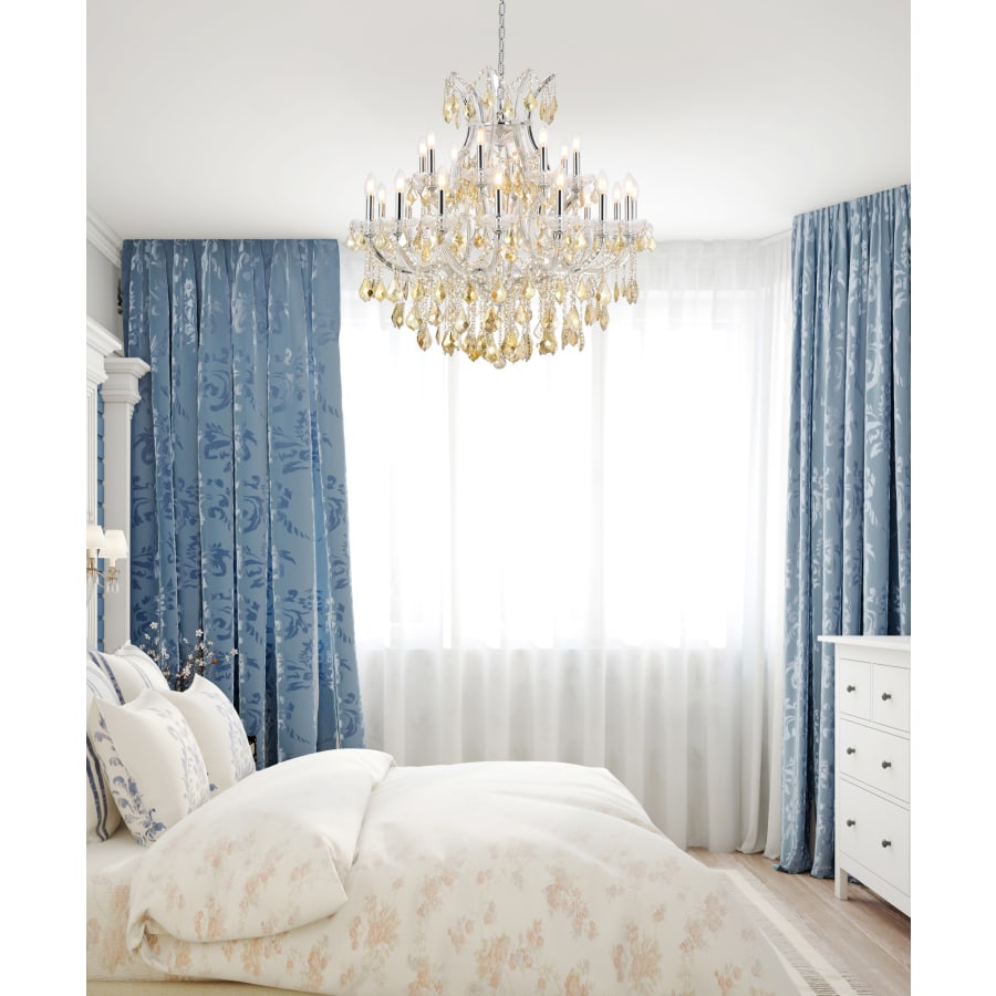 Elegant Lighting Maria Theresa 24 Light 36" Wide Crystal Chandelier with Golden Teak Royal Cut Crystals
