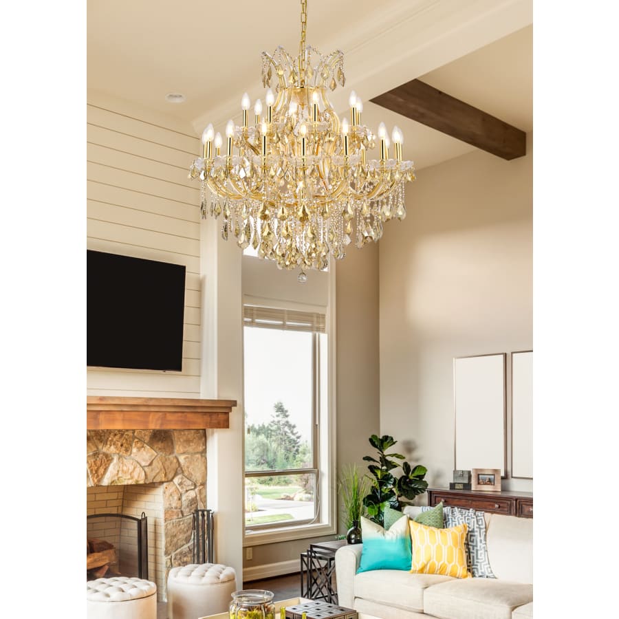 Elegant Lighting Maria Theresa 24 Light 36" Wide Crystal Chandelier with Golden Teak Royal Cut Crystals