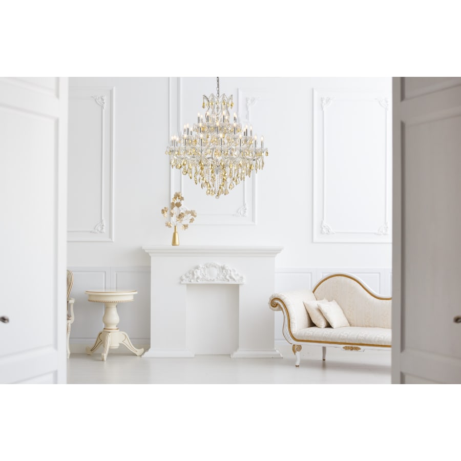 Elegant Lighting Maria Theresa 37 Light 44" Wide Crystal Chandelier with Golden Teak Royal Cut Crystals