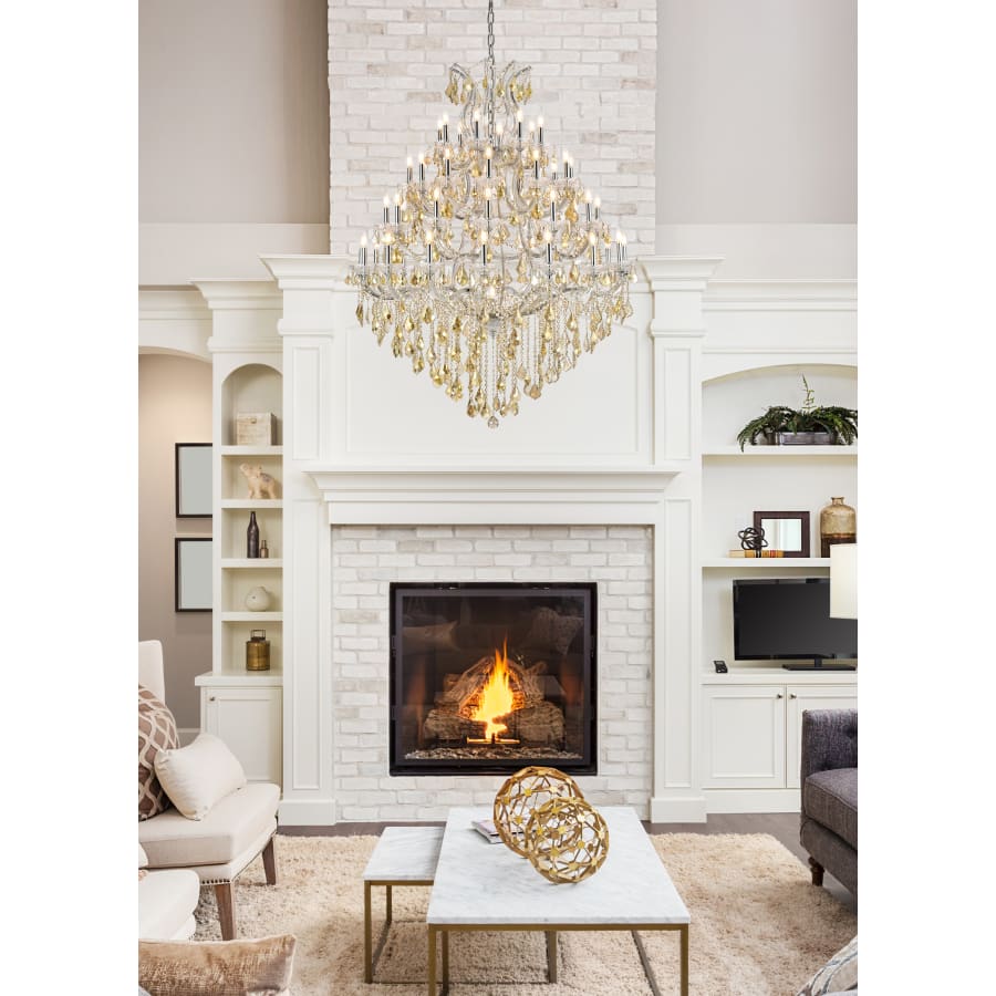 Elegant Lighting Maria Theresa 49 Light 46" Wide Crystal Chandelier with Golden Teak Royal Cut Crystals