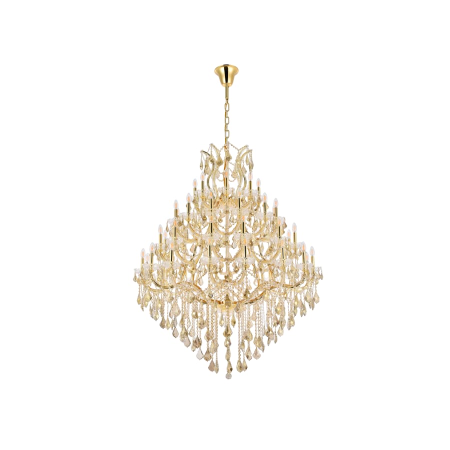 Elegant Lighting Maria Theresa 49 Light 46" Wide Crystal Chandelier with Golden Teak Royal Cut Crystals