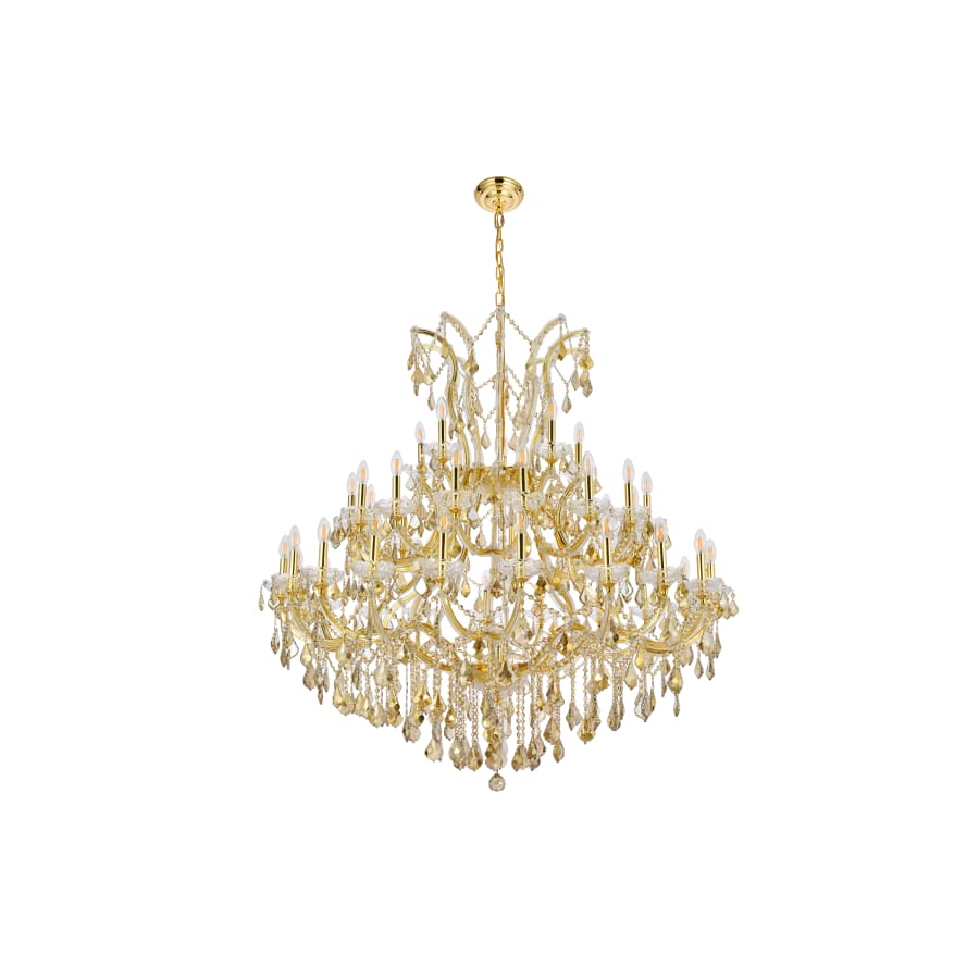 Elegant Lighting Maria Theresa 41 Light 52" Wide Crystal Chandelier with Golden Teak Royal Cut Crystals