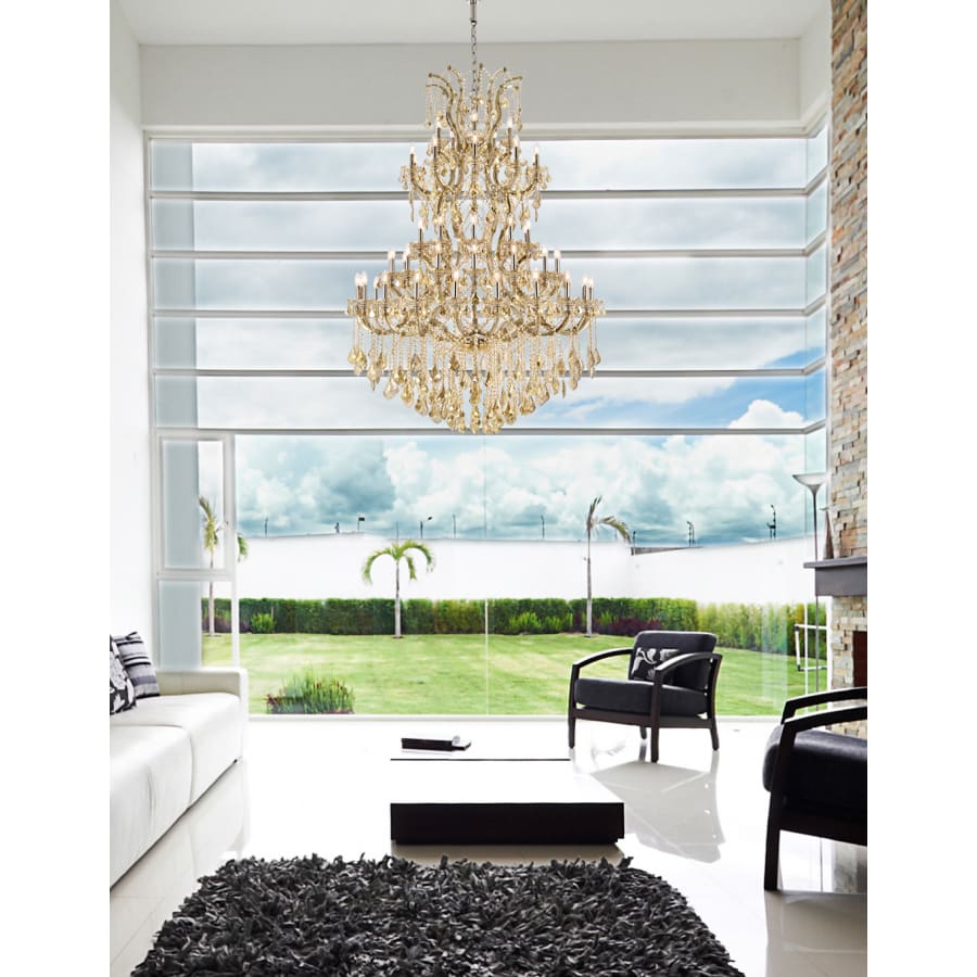 Elegant Lighting Maria Theresa 61 Light 54" Wide Crystal Chandelier with Golden Teak Royal Cut Crystals