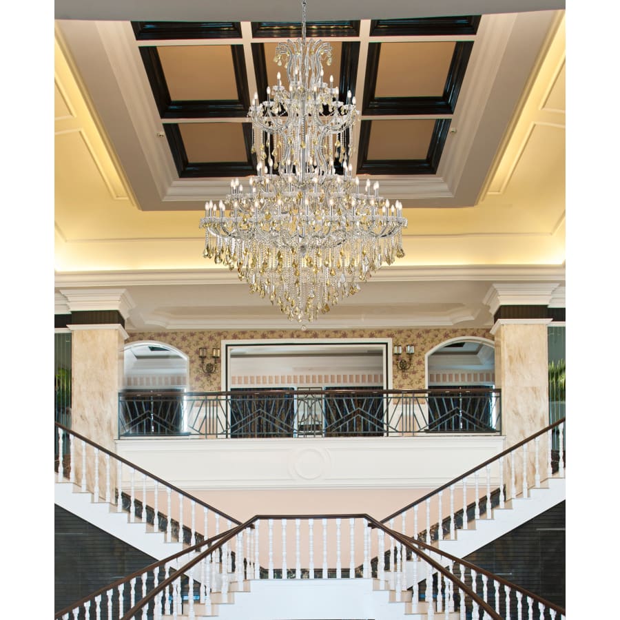 Elegant Lighting Maria Theresa 87 Light 72" Wide Crystal Chandelier with Golden Teak Royal Cut Crystals