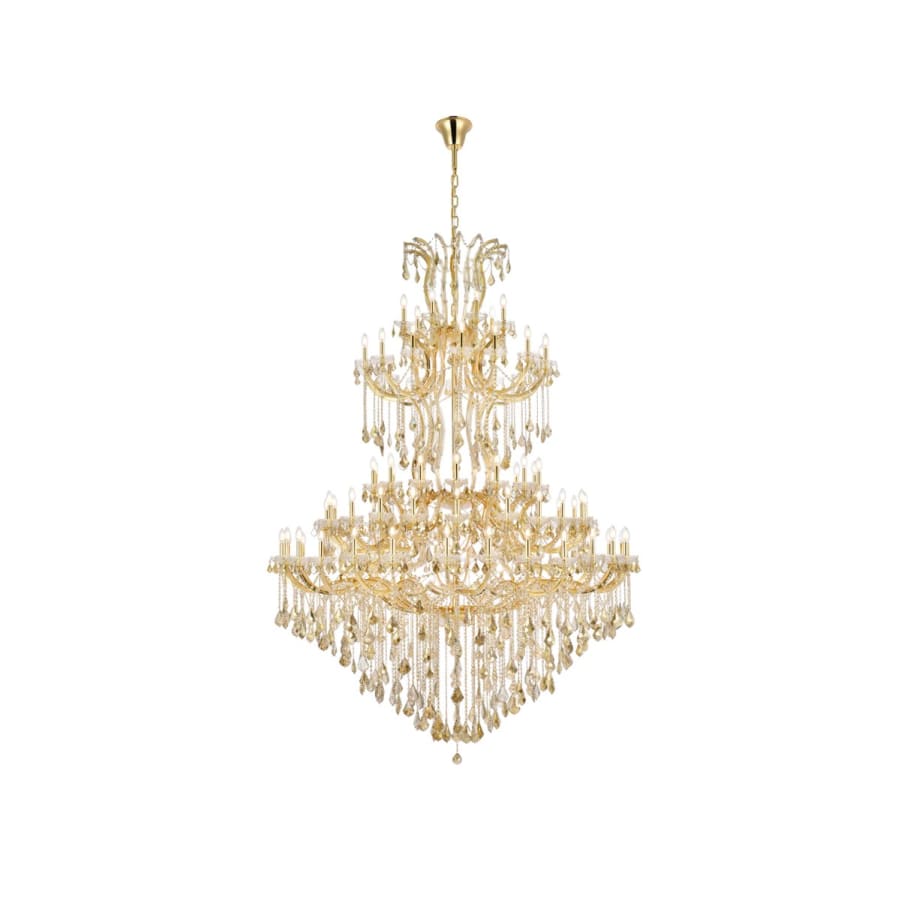 Elegant Lighting Maria Theresa 87 Light 72" Wide Crystal Chandelier with Golden Teak Royal Cut Crystals