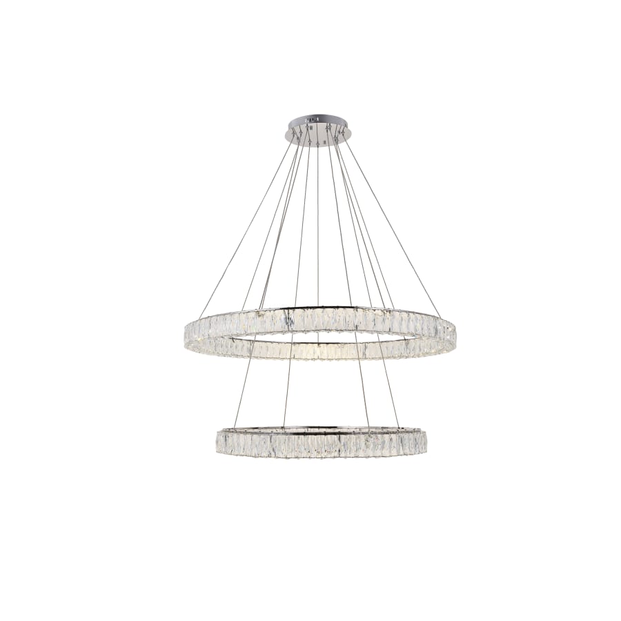 Elegant Lighting Monroe 2 Light 42" Wide LED Crystal Ring Chandelier with Clear Royal Cut Crystals