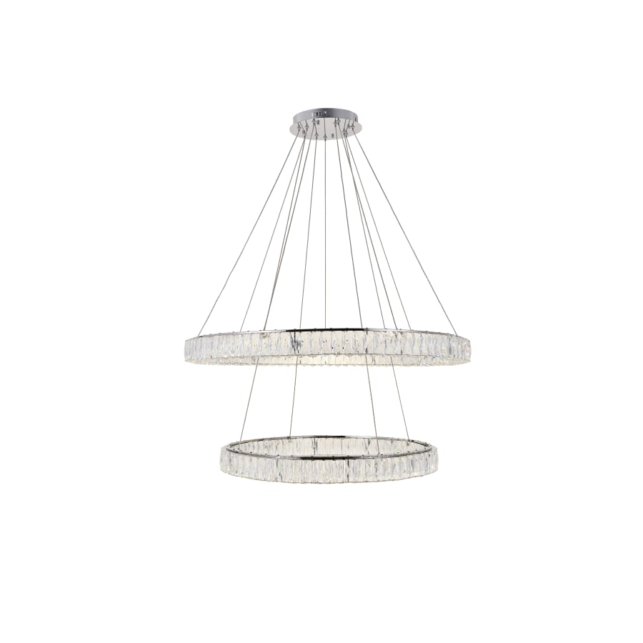 Elegant Lighting Monroe 2 Light 42" Wide LED Crystal Ring Chandelier with Clear Royal Cut Crystals