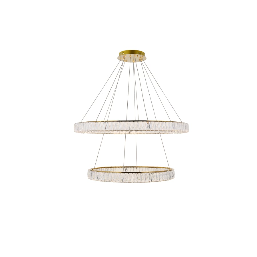 Elegant Lighting Monroe 2 Light 42" Wide LED Crystal Ring Chandelier with Clear Royal Cut Crystals