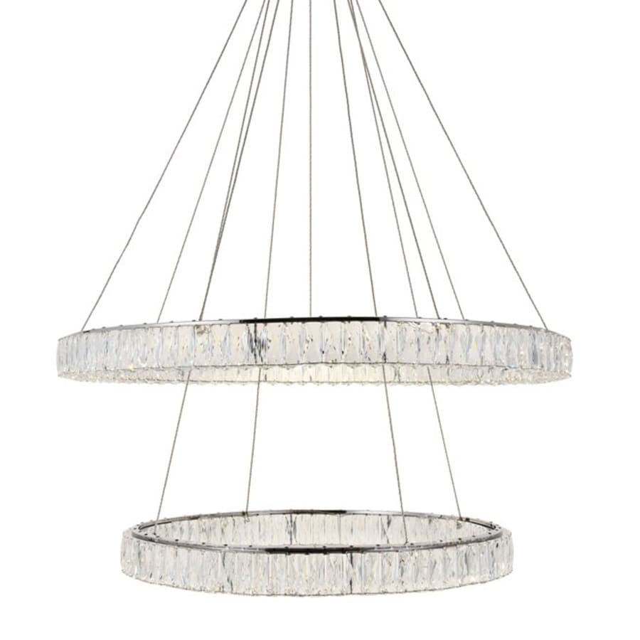 Elegant Lighting Monroe 2 Light 42" Wide LED Crystal Ring Chandelier with Clear Royal Cut Crystals