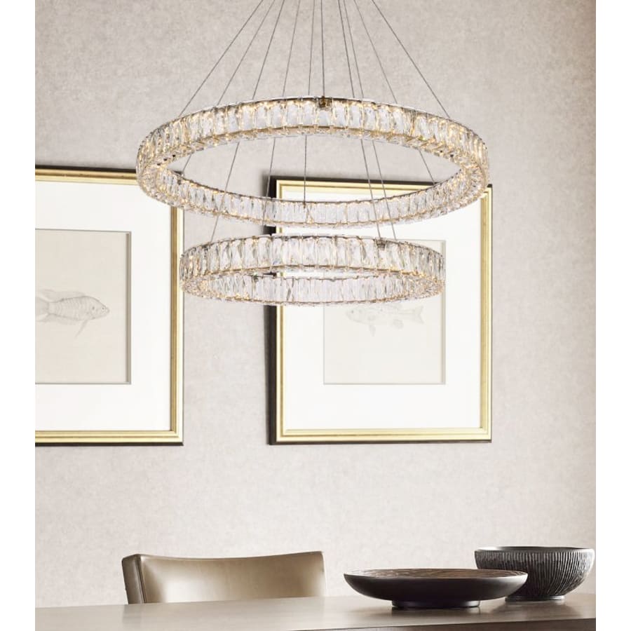 Elegant Lighting Monroe 36" Wide LED Crystal Ring Chandelier with Clear Crystal Accents