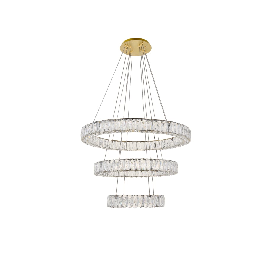 Elegant Lighting Monroe 3 Light 32" Wide LED Crystal Ring Chandelier with Clear Royal Cut Crystals