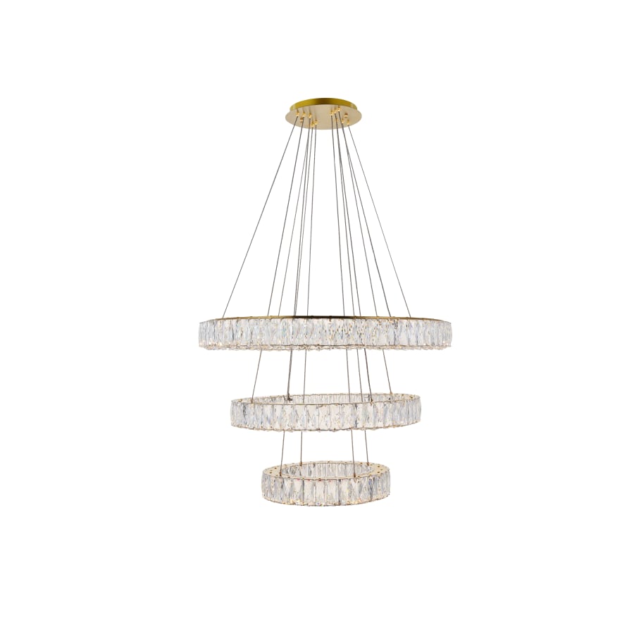 Elegant Lighting Monroe 3 Light 32" Wide LED Crystal Ring Chandelier with Clear Royal Cut Crystals