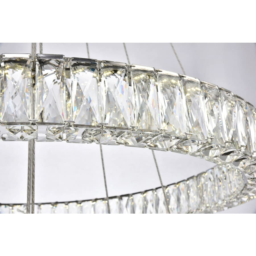 Elegant Lighting Monroe 3 Light 32" Wide LED Crystal Ring Chandelier with Clear Royal Cut Crystals