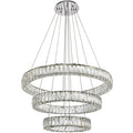 Elegant Lighting Monroe 3 Light 32" Wide LED Crystal Ring Chandelier with Clear Royal Cut Crystals