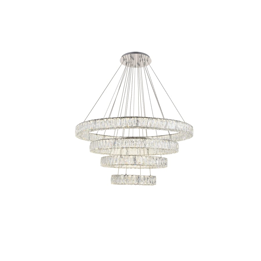 Elegant Lighting Monroe 4 Light 42" Wide LED Crystal Ring Chandelier with Clear Royal Cut Crystals